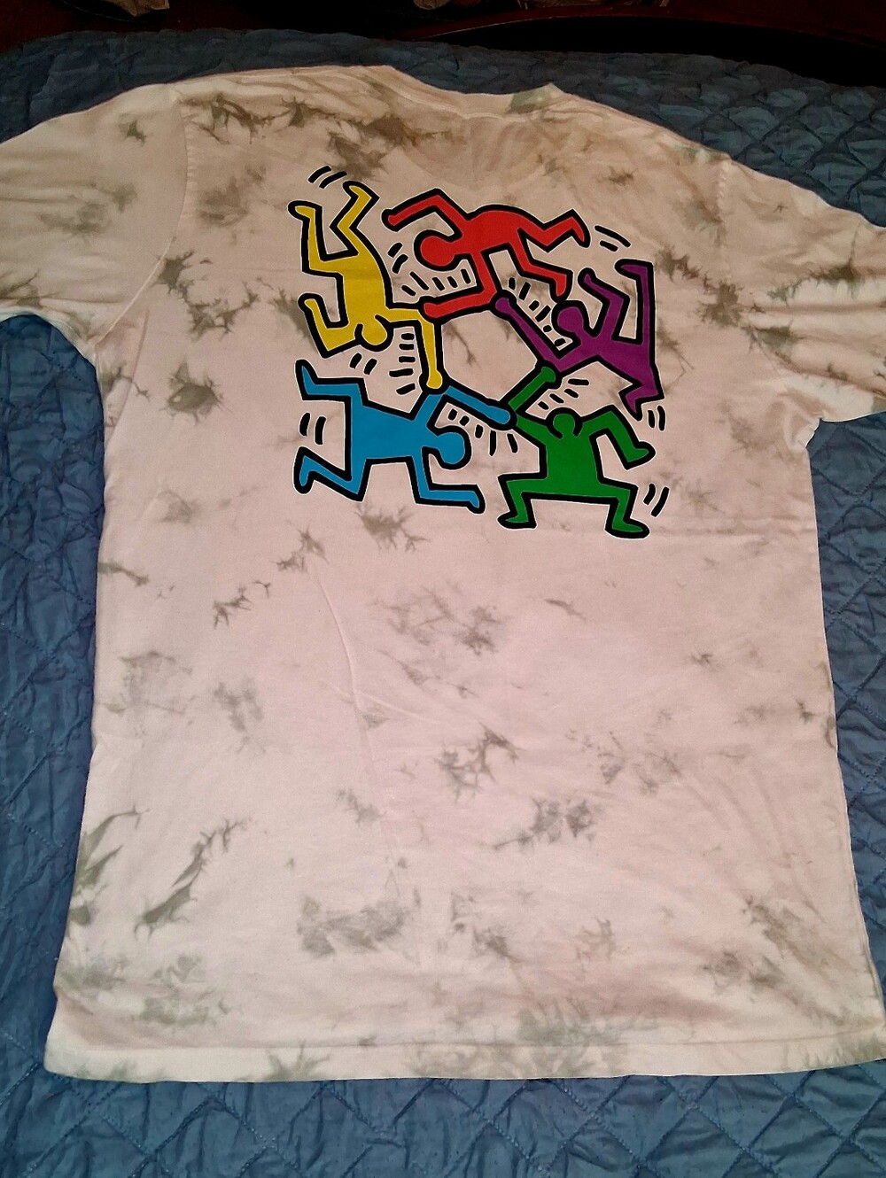 Keith Haring. Vintage Tee. T-Shirt. Size XL Tye Dye Gray Street Art